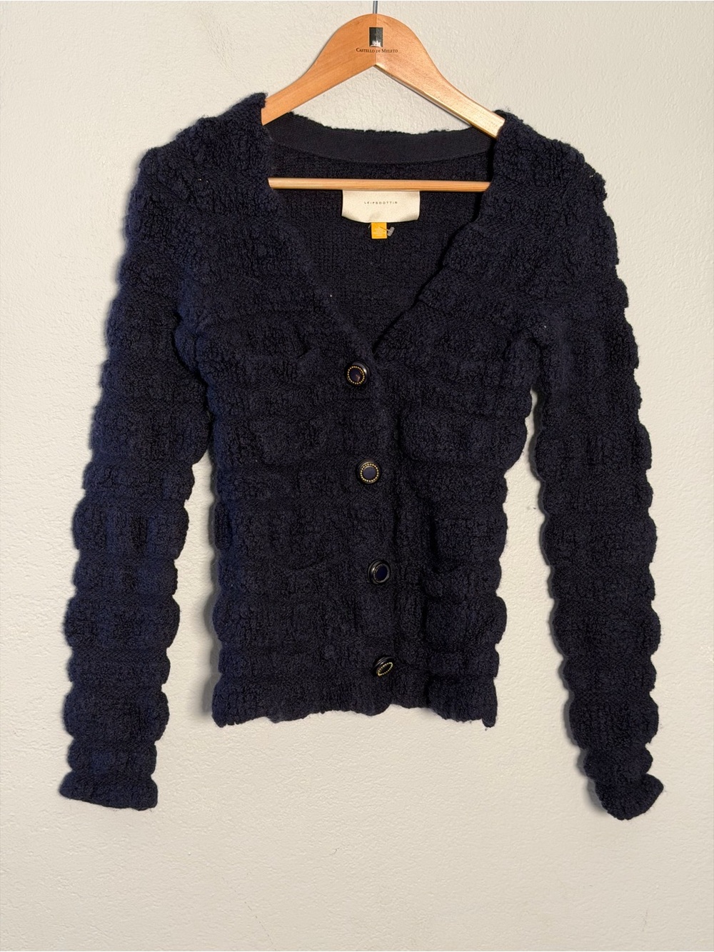 Cozy Textured Bubble Knit Button-Up Women's Sweater leifsdottir Anthro